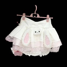 Kawaii süßer Gothic Lolita Minirock mit Häschen Plüsch weiß-rosa