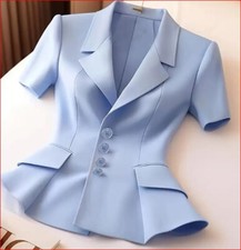 sehr schöne Hellblaue Bluse Jäckchen Blazer Gr. XL 44/46 eventuelle 48