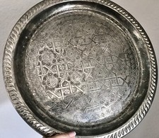 Vintage Tablett Teetablettt Serviertablett versilbert ziseliert Marokko