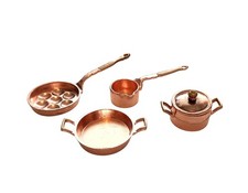 Puppenstube Kupfer Topfset