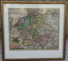 sehr alte Landkarte map Germania Kupferstich Zürner Atlas alt koloriert