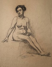 Pregnant woman nude Akt schwangere Frau Oskar Binder Zeichnung München 1911
