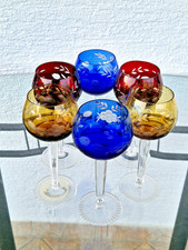 Alte Set : 6 Wein BOHO  Böhmen??? RÖMER KRISTALL GLÄSER ÜBERFANG HANDGESCHLIFFEN