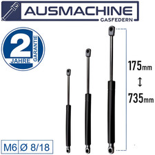 Gasdruckfeder mit 10mm Kugelpfanne Gasfeder 175mm - 735mm Gasdrukdämpfer 8/18mm