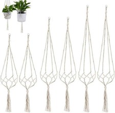 6 x Makramee Blumenampel Set - Baumwollseil Hängeampel Blumentopf Hängend Decke