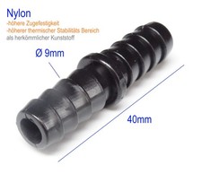 Ø 9mm Verbinder Schlauch Tülle Nylon KFZ Verbinder Wischwasser u. Vakuum