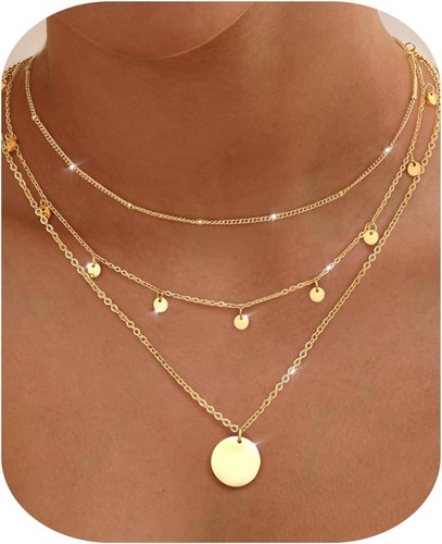 3pcs kette gold damen layering - gold,