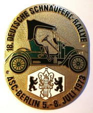 Plakette 18. Deutsche Schnauferl Rallye ASC Berlin Juli 1973 Emblem Sammler