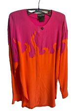 LAURÉL Bluse Flammen 100% Seide, Größe 36, pink orange vintage Seidenbluse