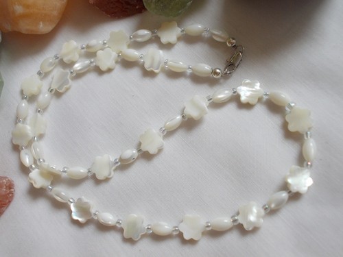 Weiße perlmutt kette 8x5mm - weiße,