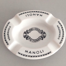 Alter Manoli Zigaretten Aschenbecher Schönau Porzellan 13,5cm x 11,2cm Art Deco