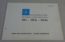 Betriebsanleitung Mercedes-Benz Automatische Kupplung in W111 Heckflosse von ´59