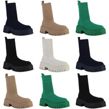 Damen Stiefeletten Plateau