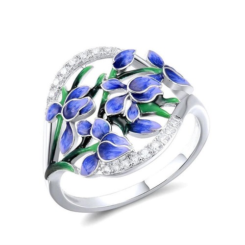 Enamel ring silber blumen - enamel,
