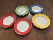 Dibbern 9 flache Teller Rot-Gelb-Grün -Blau 