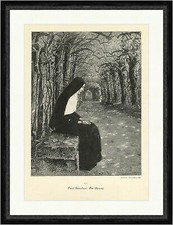 Paul Hoecker. Die Nonne Allee Bäume Steinbank Park Weg Beten  Faksimile_A 1022