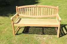 Gartenbank Anna Bank 150 cm Teakbank Holzbank Teakholz natur für Balkon Terrasse