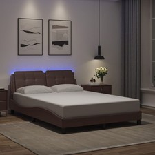 Bettgestell mit LED Kunstlederbett Polsterbett Bett Bettrahmen Lattenrost vidaXL