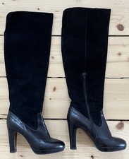 Dr Adams Wildleder Leder Stiefel Vintage 60er 70er Schwarz Hippie Plateau 38 