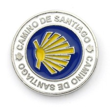 Pin / Anstecker Jakobsmuschel rund - Jakobsweg Pilgerweg Andenken Souvenir