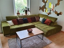 Polster-/Eckgarnitur, große Wohnlandschaft/Couch Moosgrün