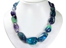Wunderschöne Kette aus Edelstein Fluorit sehr große Nuggets