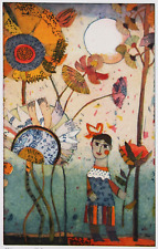 Jutta Votteler,"Blume, Mädchen" Radierung, Originalgrafik