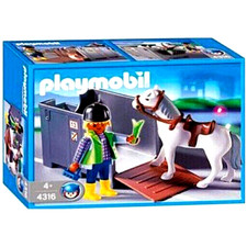 PLAYMOBIL 4316 Pferdetransportanhänger Pony Flugzeugtransport Pferdebox SELTEN