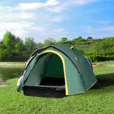 Outsunny Zelt für 2-3 Personen 190T Campingzelt  Kuppelzelt Glasfaser Grün+Gelb