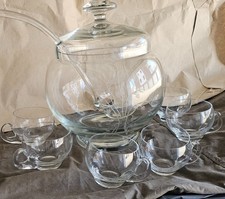 Bowle mit 6 Becher und Schöpfkelle, Kristallglas geschliffen