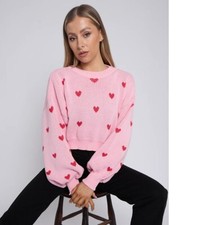 Damen Langarm Kontrast Herz