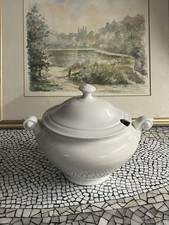 Antike Suppenterrine gestempelt Weiß 19 Jhd