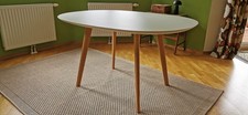 "Gher" Tisch v ARPER Ital Design oval weiß Platte + massive Eiche NP 2.400€ NEUw