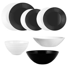 Tafelset Service Luminarc Harena Set Teller Schüssel schwarz weiß komplett