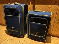 KOFFER / TROLLEY: Lufthansa retro Design, GROSS, wie neu, dunkelblau/gelb