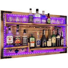 Hängende Wandregal mit LED RGB Beleuchtung bar nach Hause rustikal handgefertigt