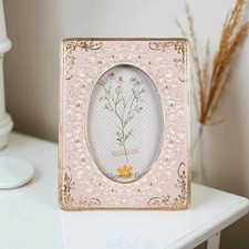 Clayre&Eef Bilderrahmen Rosa Gold Brokant 15x2x20cm 10/15cm Fotorahmen