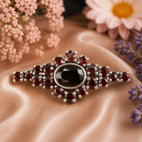 Antike granat brosche 925 - granat,