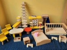 Puppenhaus Möbel, Echtholz,Dusche, Bett,Tisch Stühle, Katzenbaum,Regale Treppe..