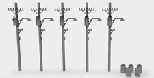 5 Stück Telefonmast Telegraphenmast Strommast Bausatz 3D Druck 1:87 - 1:35