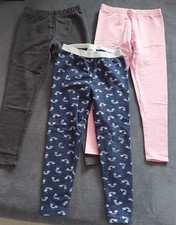 3er Set Leggings Thermohosen Kinder Mädchen Größe 122 rosa grau Regenbogen
