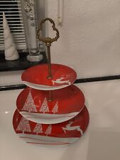 Etagere 3 Teller rot 80-er Jahre VINTAGE