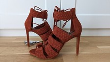 ZARA ❤ Lace Up High Heels 39 Gladiator braun Wildleder Lochmuster Römer NEU 70€