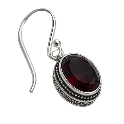 Roter granat oval ohrhänger - oval,