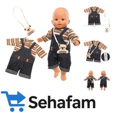 Modisches Puppenkleiderset 35-43 cm - Latzhose mit Umhängetasche von Miunana
