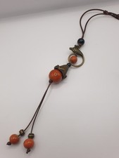 Lederband Halskette Mit Pfau Motiv Perlen