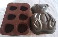 2 Er Set Backformen - Kuchen Pudding Form Teddy Bär - 6 er Muffins Form Silikon 