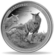 Prehistoric Life II. Carnotaurus  (4.)  1 oz 999 Silber Kongo 20 Francs 2025 ST