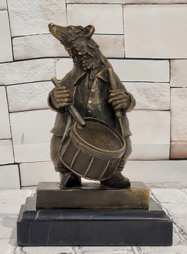 Bronze bär trommler statue - trommler,