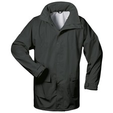 PU-Regenjacke Schwarz Angeljacke Friesennerz Arbeitsjacke mit Kapuze